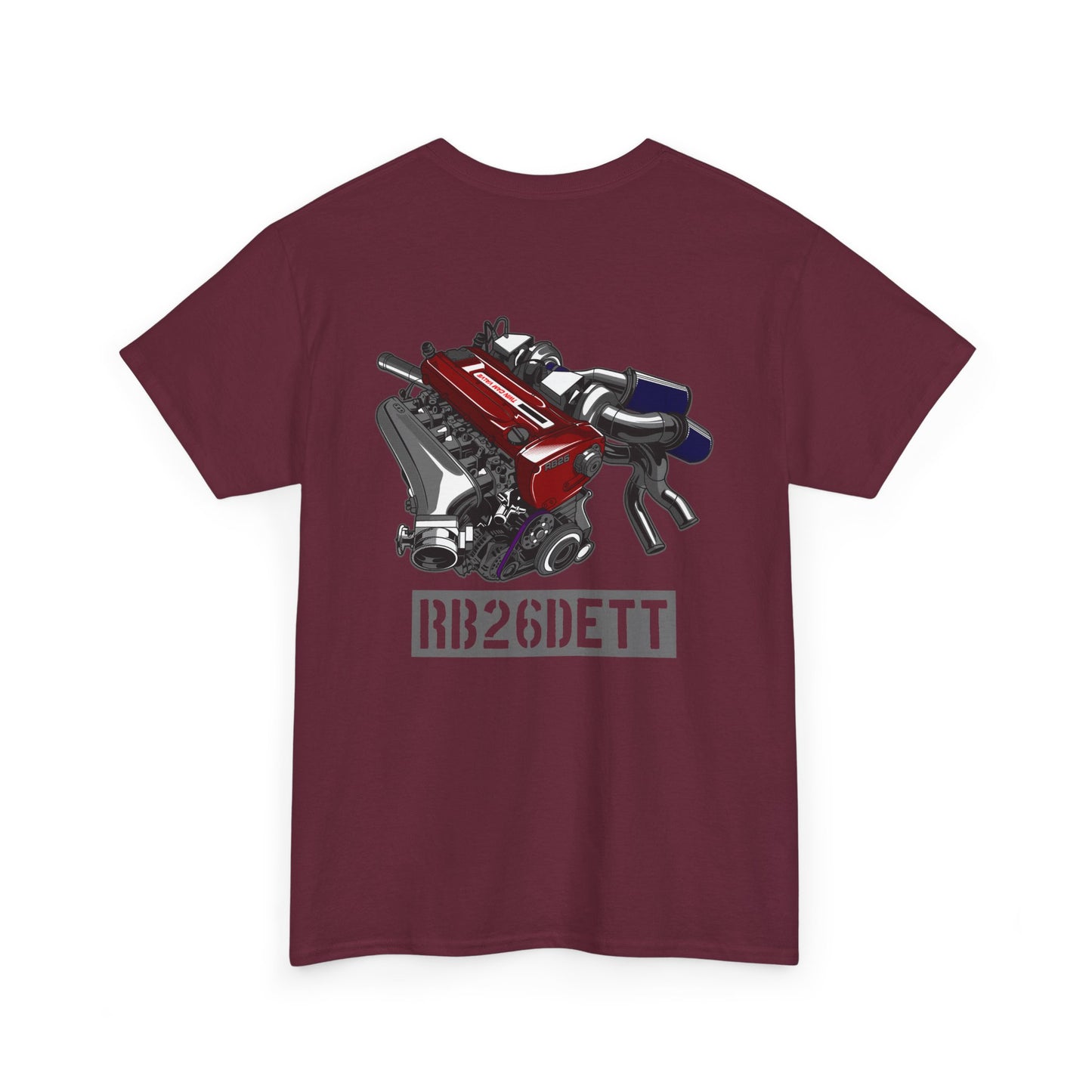 RB26DETT backprint T-shirt - Ideal gift for car lovers and tuners dark red