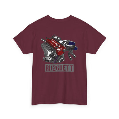 RB26DETT backprint T-shirt - Ideal gift for car lovers and tuners dark red