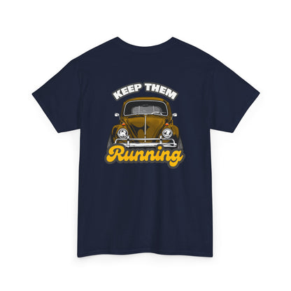  Keep Them Running VW Beetle backprint T-shirt - Gift for retro car lovers navy