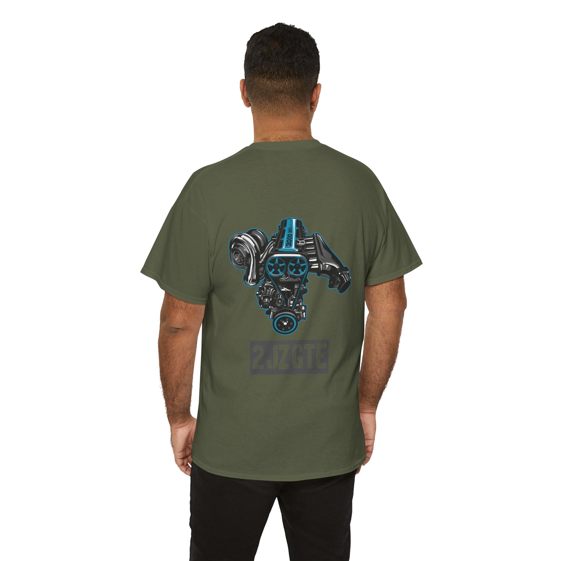 2JZ-GTE backprint T-shirt - A must-have for car lovers with model  green