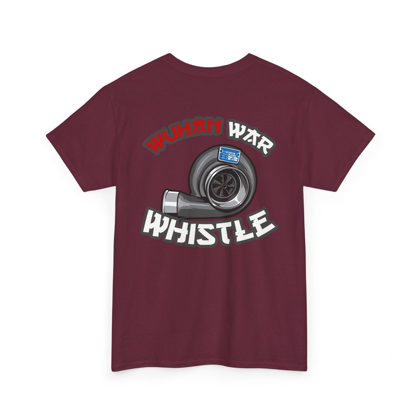 Wuhan War Whistle backprint T-shirt  dark red