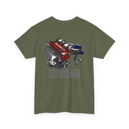 RB26DETT backprint T-shirt - Ideal gift for car lovers and tuners green