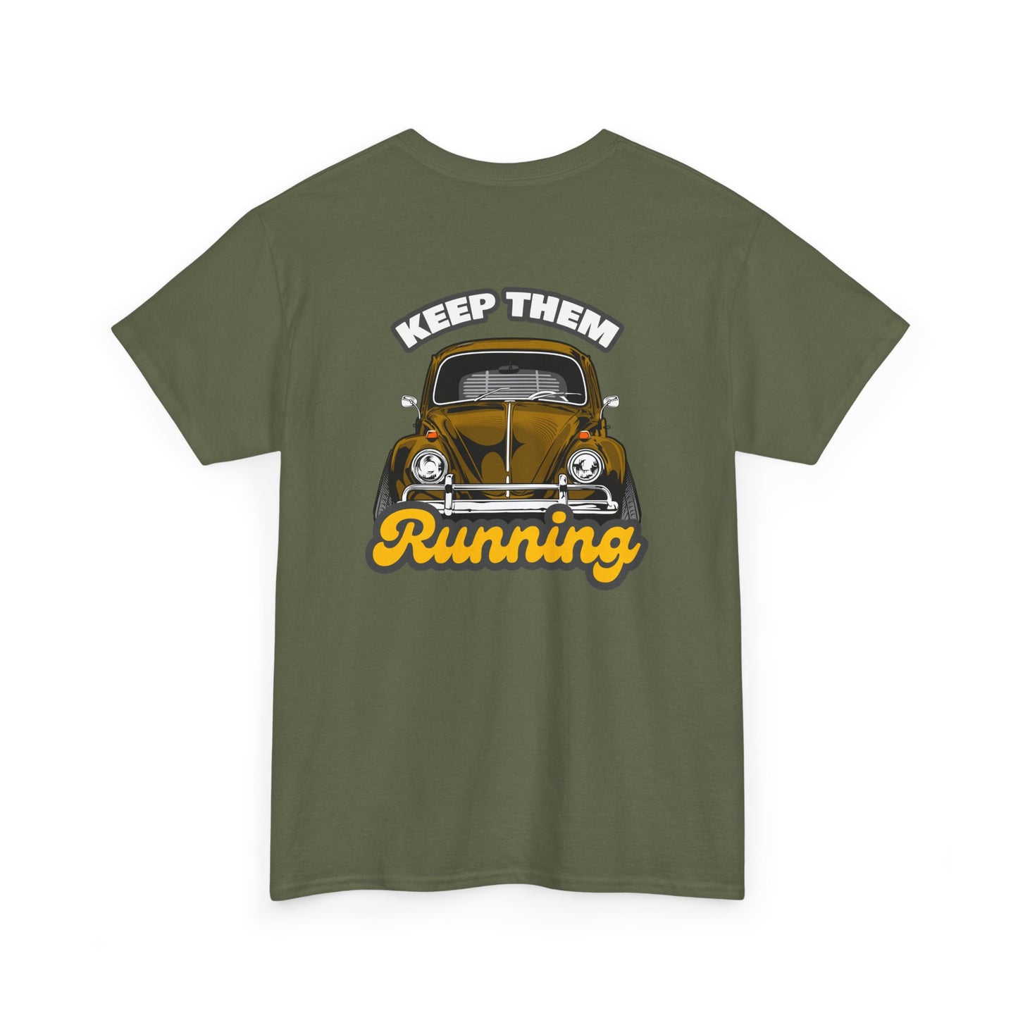  Keep Them Running VW Beetle backprint T-shirt - Gift for retro car lovers green