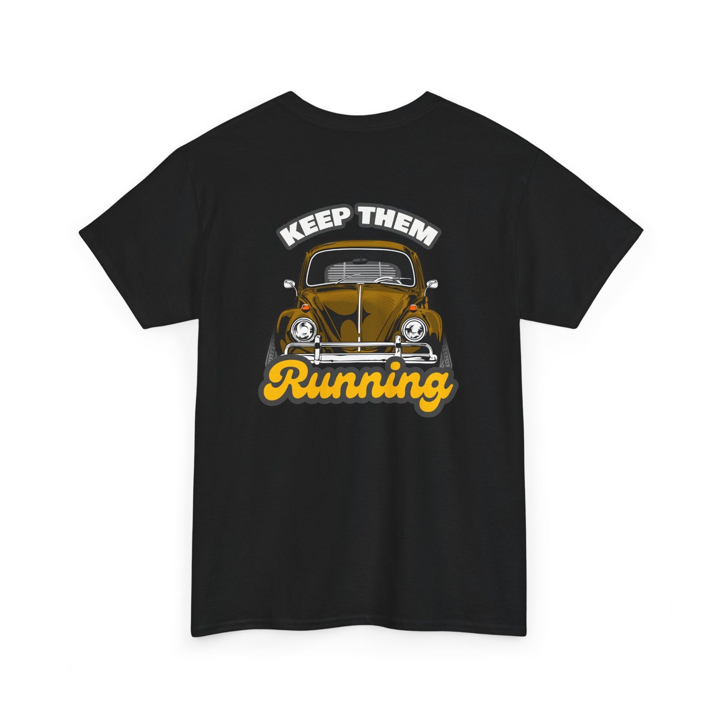  Keep Them Running VW Beetle backprint T-shirt - Gift for retro car lovers black