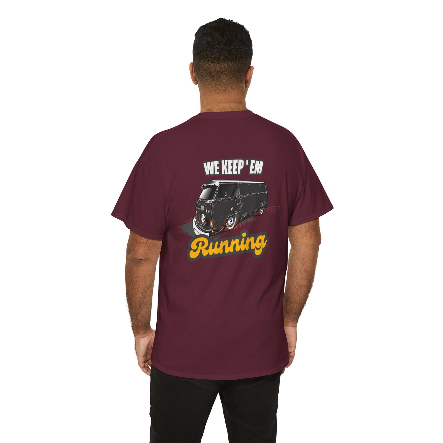 VW Bus graphic T-shirt - Ideal for automotive fans and mechanics dark red