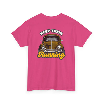  Keep Them Running VW Beetle backprint T-shirt - Gift for retro car lovers pink