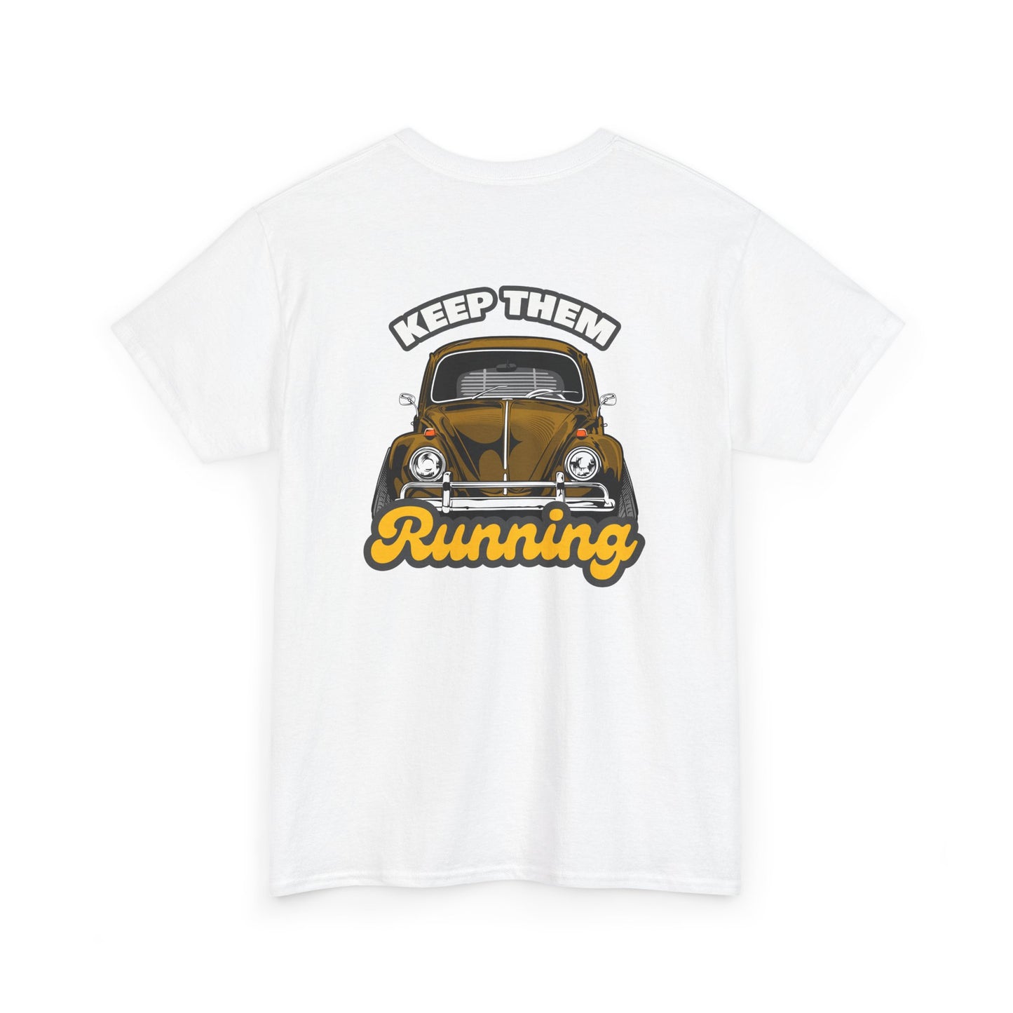  Keep Them Running VW Beetle backprint T-shirt - Gift for retro car lovers white