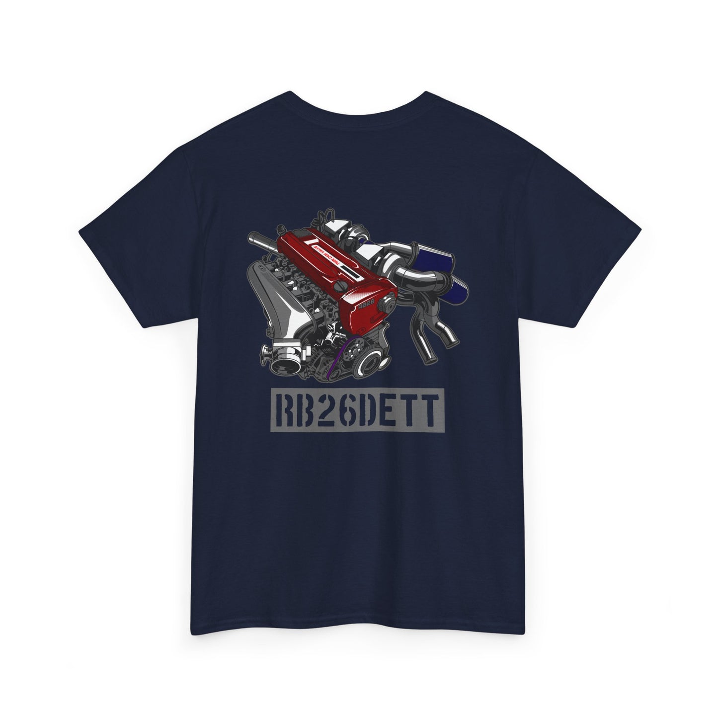 RB26DETT backprint T-shirt - Ideal gift for car lovers and tuners navy