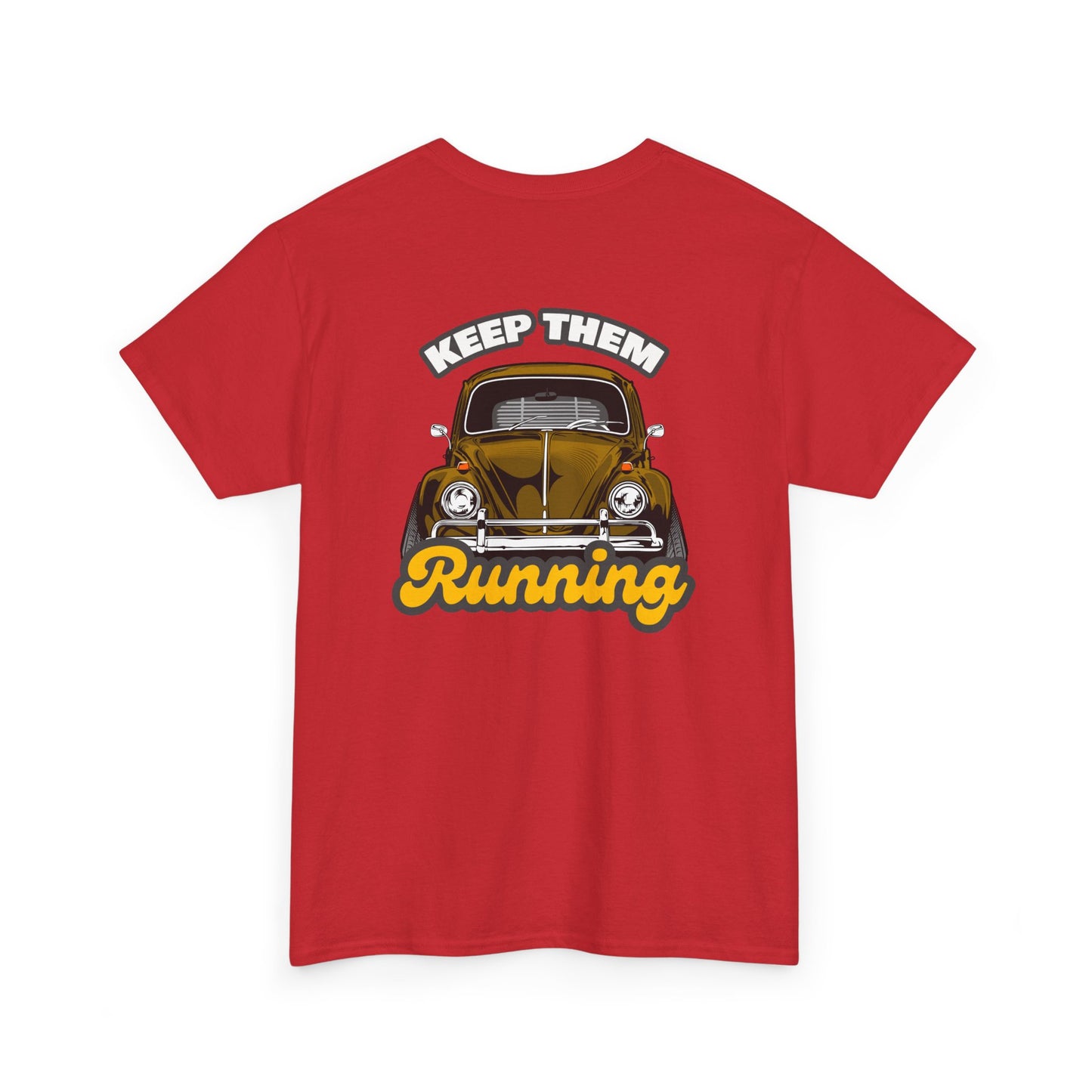  Keep Them Running VW Beetle backprint T-shirt - Gift for retro car lovers red